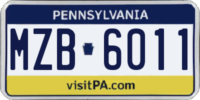 PA license plate MZB6011