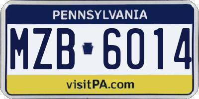 PA license plate MZB6014