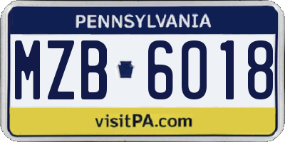 PA license plate MZB6018