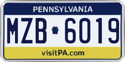 PA license plate MZB6019