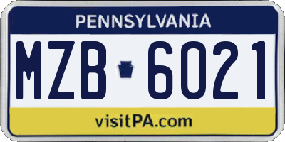 PA license plate MZB6021