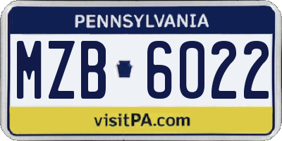 PA license plate MZB6022