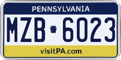 PA license plate MZB6023