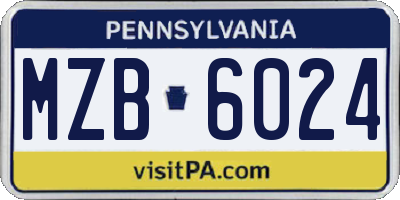 PA license plate MZB6024