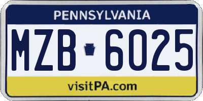 PA license plate MZB6025