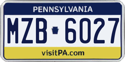 PA license plate MZB6027