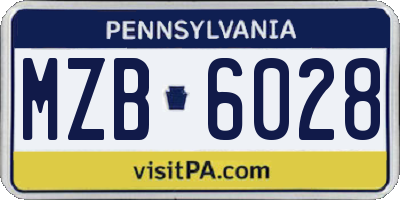 PA license plate MZB6028