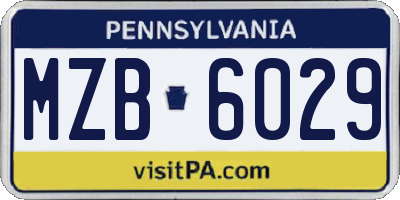 PA license plate MZB6029