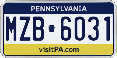 PA license plate MZB6031