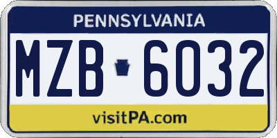 PA license plate MZB6032