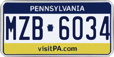 PA license plate MZB6034