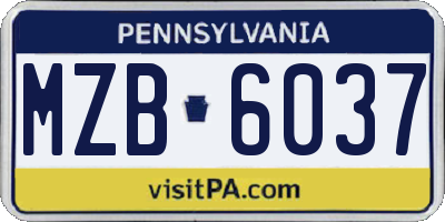 PA license plate MZB6037