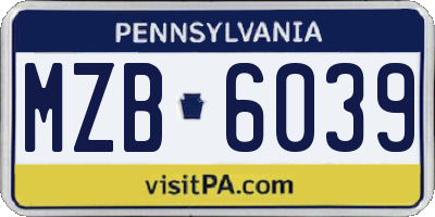 PA license plate MZB6039