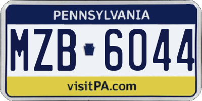 PA license plate MZB6044