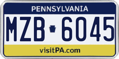 PA license plate MZB6045