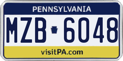 PA license plate MZB6048