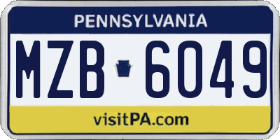 PA license plate MZB6049