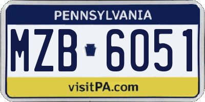 PA license plate MZB6051