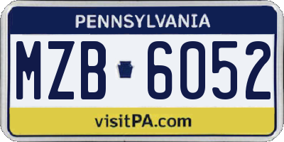 PA license plate MZB6052