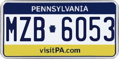 PA license plate MZB6053