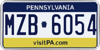 PA license plate MZB6054
