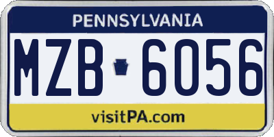 PA license plate MZB6056