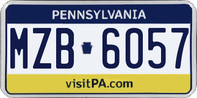 PA license plate MZB6057