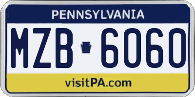 PA license plate MZB6060