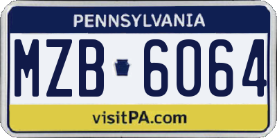 PA license plate MZB6064
