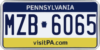 PA license plate MZB6065