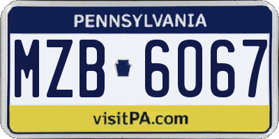 PA license plate MZB6067