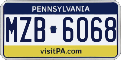 PA license plate MZB6068
