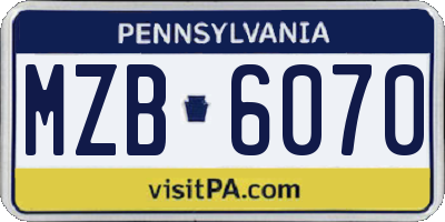 PA license plate MZB6070