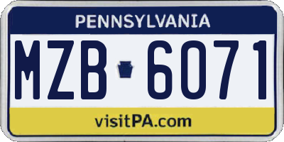 PA license plate MZB6071