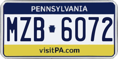 PA license plate MZB6072