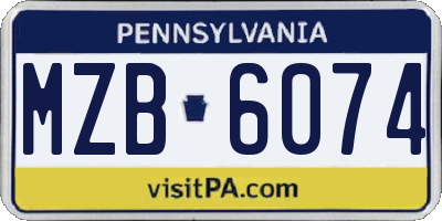 PA license plate MZB6074