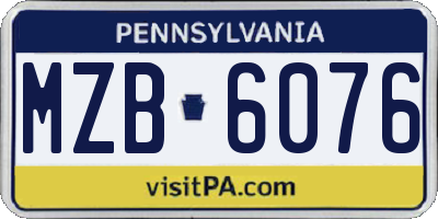 PA license plate MZB6076