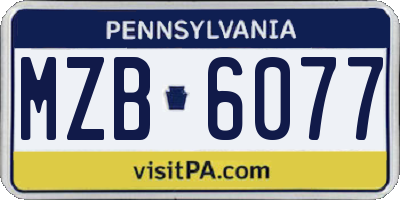 PA license plate MZB6077