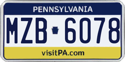 PA license plate MZB6078