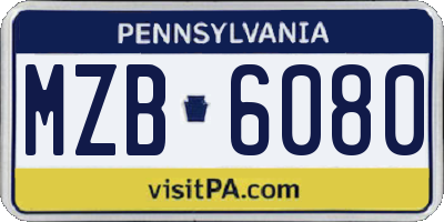 PA license plate MZB6080