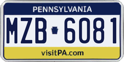 PA license plate MZB6081