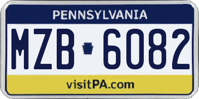 PA license plate MZB6082