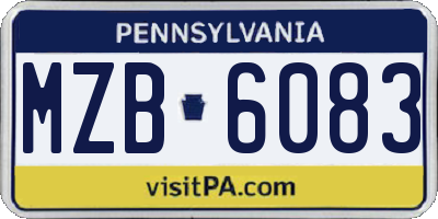PA license plate MZB6083