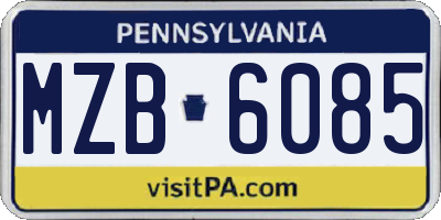 PA license plate MZB6085