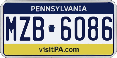 PA license plate MZB6086