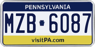 PA license plate MZB6087