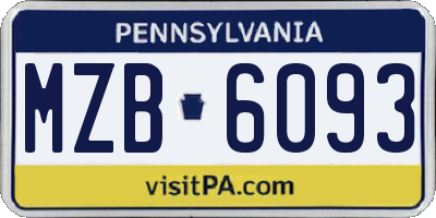 PA license plate MZB6093