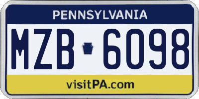 PA license plate MZB6098