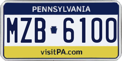PA license plate MZB6100