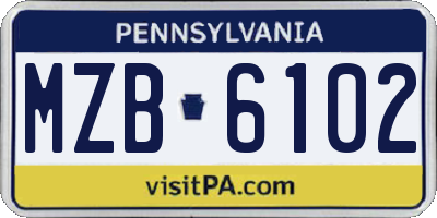 PA license plate MZB6102